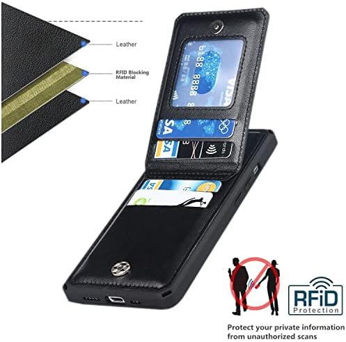 תיק ארנק לאייפון 13 פרו עם מחזיק כרטיס אשראי, [חסימת כרטיס אשראי] אבזם מגנטי מעור פרימיום כיסוי עמיד בפני